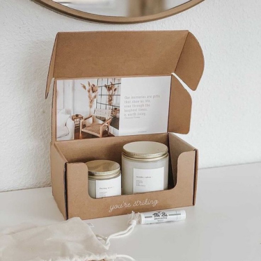 Eco-friendly candle subscription box packaging